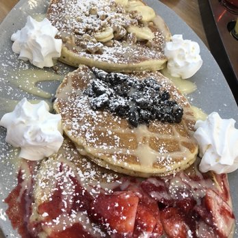 Scrambled - Pancake flight (banana walnut, oreo, strawberry) - Breakfast & Brunch Near Me - Henderson, Nevada Scrambled - Pancake flight (banana walnut, oreo, strawberry) - Breakfast & Brunch Near Me - Henderson, Nevada