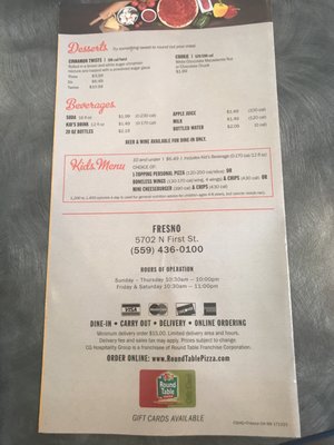 Menu photo 3 Round Table Pizza Fresno, CA Menu photo 3 Round Table Pizza Fresno, CA