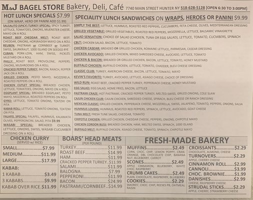 Menu photo 4 M&J BAGEL STORE Bakery Deli Cafe Hunter, NY