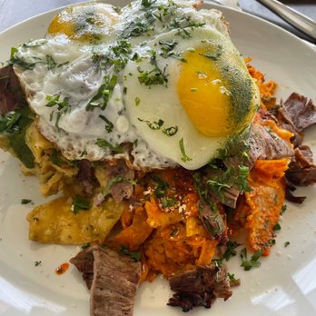 Anepalco - Chilaquiles Divorciados - added carne Asada. Too soggy :-( not crunchy or spicy - Mexican Near Me - Orange, California