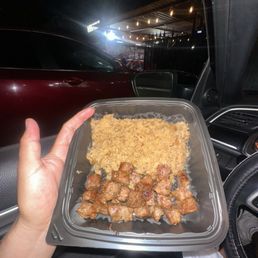 Supposedly this was double protein, and double rice. Steak was overcooked hard. I finished chewing the steak when I got home..