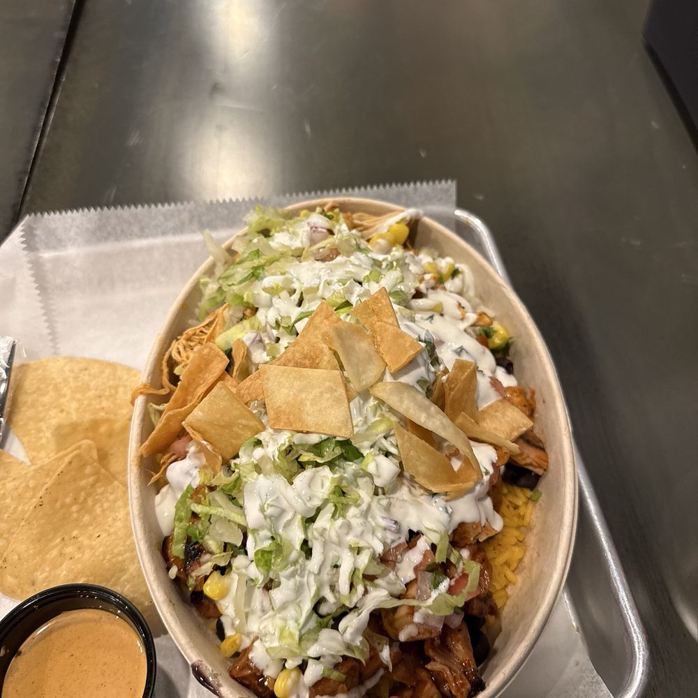Taco Express Mexican Grill - My honey roasted and pulled chicken burrito bowl - Mexican Near Me - Brooklyn, New York