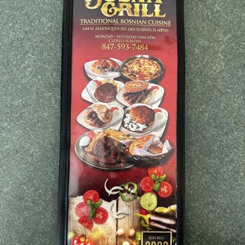Bosna Grill - Front of menu. - Modern European Near Me - Des Plaines, Illinois