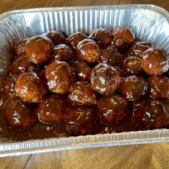 Get Loaded - Smoked Meatballs doused in our specialty BBQ sauce - Caterers Near Me Get Loaded - Smoked Meatballs doused in our specialty BBQ sauce - Caterers Near Me