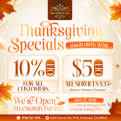 Ava Nails & Spa - !
Give yourself a little joy this season with our Thanksgiving Specials at Ava Nails & Spa.