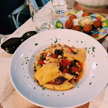 Rossopomodoro - Swordfish pasta special with tomatoes and olives. - Napoletana Near Me - Venezia, VE Rossopomodoro - Swordfish pasta special with tomatoes and olives. - Napoletana Near Me - Venezia, VE