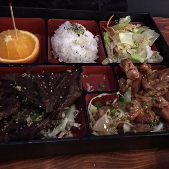 Kansai - Short ribs and chicken teriyaki bento box - $13.95 - generous meat portions.  Good flavors. - Sushi Bars Near Me - Concord, California