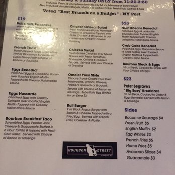 Bourbon Street - Brunch Menu - Cajun/Creole Near Me - Bayside, New York
