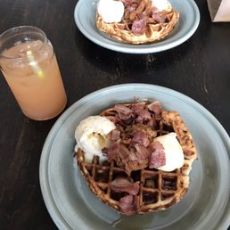 Guava, lime & basil juice. Bird On A Waffle. Guava, lime & basil juice. Bird On A Waffle.