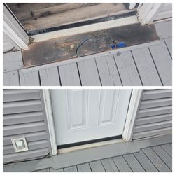 The American Dream Handyman Services - Before and after replacing doorstep