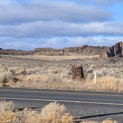 Waterin' Hole Tavern - View of Fort Rock from parking lot.