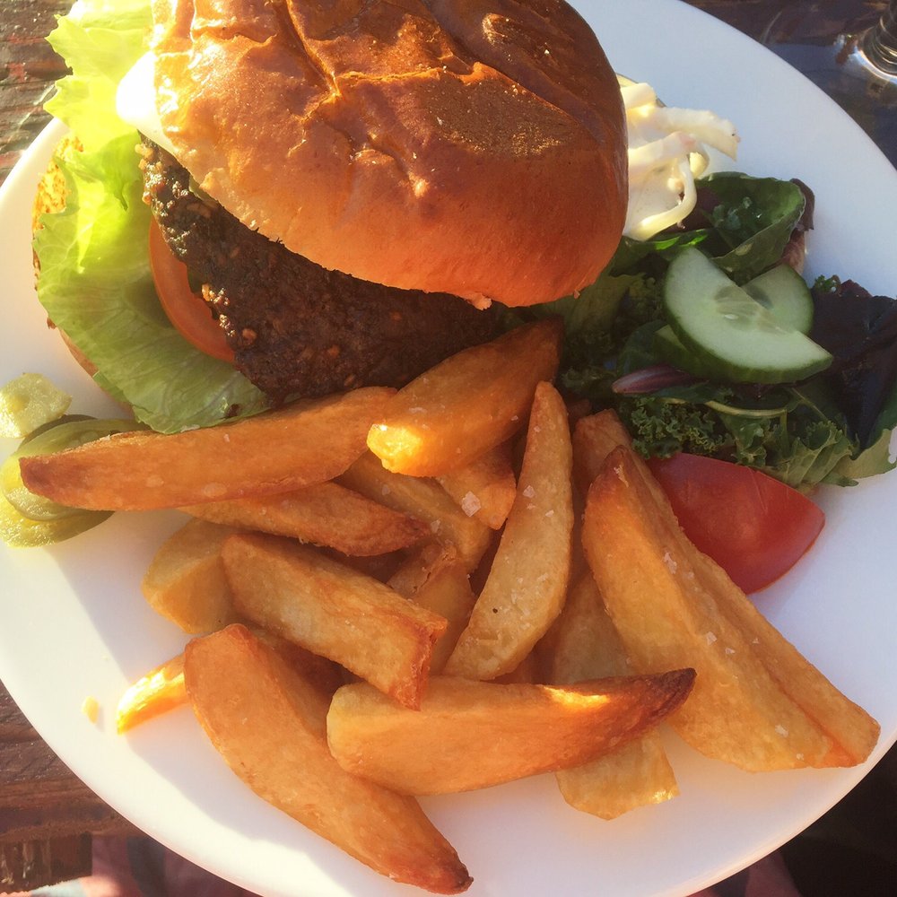My beef burger with - randomly - friend egg + jalapeños + chilli slaw on the side. Evening sunshine included.