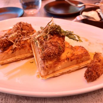 82 Degrees - Hot honey chicken waffle - Seafood Near Me - St. Pete Beach, Florida 82 Degrees - Hot honey chicken waffle - Seafood Near Me - St. Pete Beach, Florida