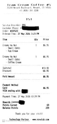 Menu photo 1 Tram Cream Coffee Newark, CA