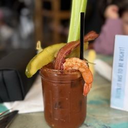 Savor Southern Kitchen - The best Bloody Mary I ever had! The shrimp was quality