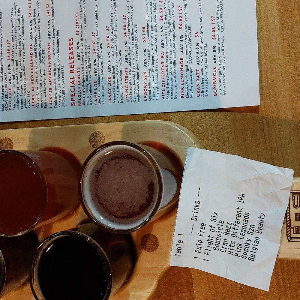 Trapezium Brewing - Flight of six. Tasty! - Pizza Near Me - Petersburg, Virginia Trapezium Brewing - Flight of six. Tasty! - Pizza Near Me - Petersburg, Virginia
