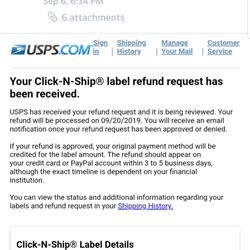 USPS Click and Ship - Requested refund  for shipping  a shipping  lable