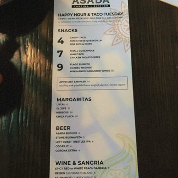 Asada Cantina + Kitchen - Happy Hour Menu - Tacos Near Me - San Clemente, California