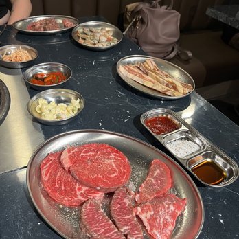 2N1 Korean BBQ - Chuck Eye Steak, Beef Strip Loin, Top Blade Steak, Seasoned Boneless Short Rib, Shrimp, LA Galbi (Option B) - Korean Near Me - Temecula, California