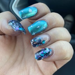 Encapsulated glitter, chrome, clear and color acrylic. Encapsulated glitter, chrome, clear and color acrylic.