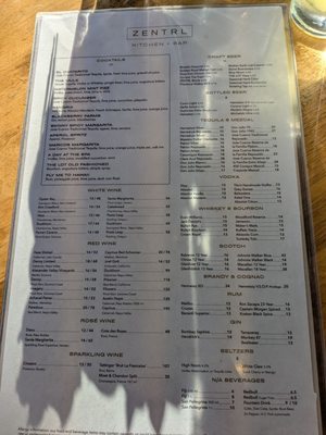 Menu photo 1 Zentrl Kitchen + Bar San Diego, CA Menu photo 1 Zentrl Kitchen + Bar San Diego, CA