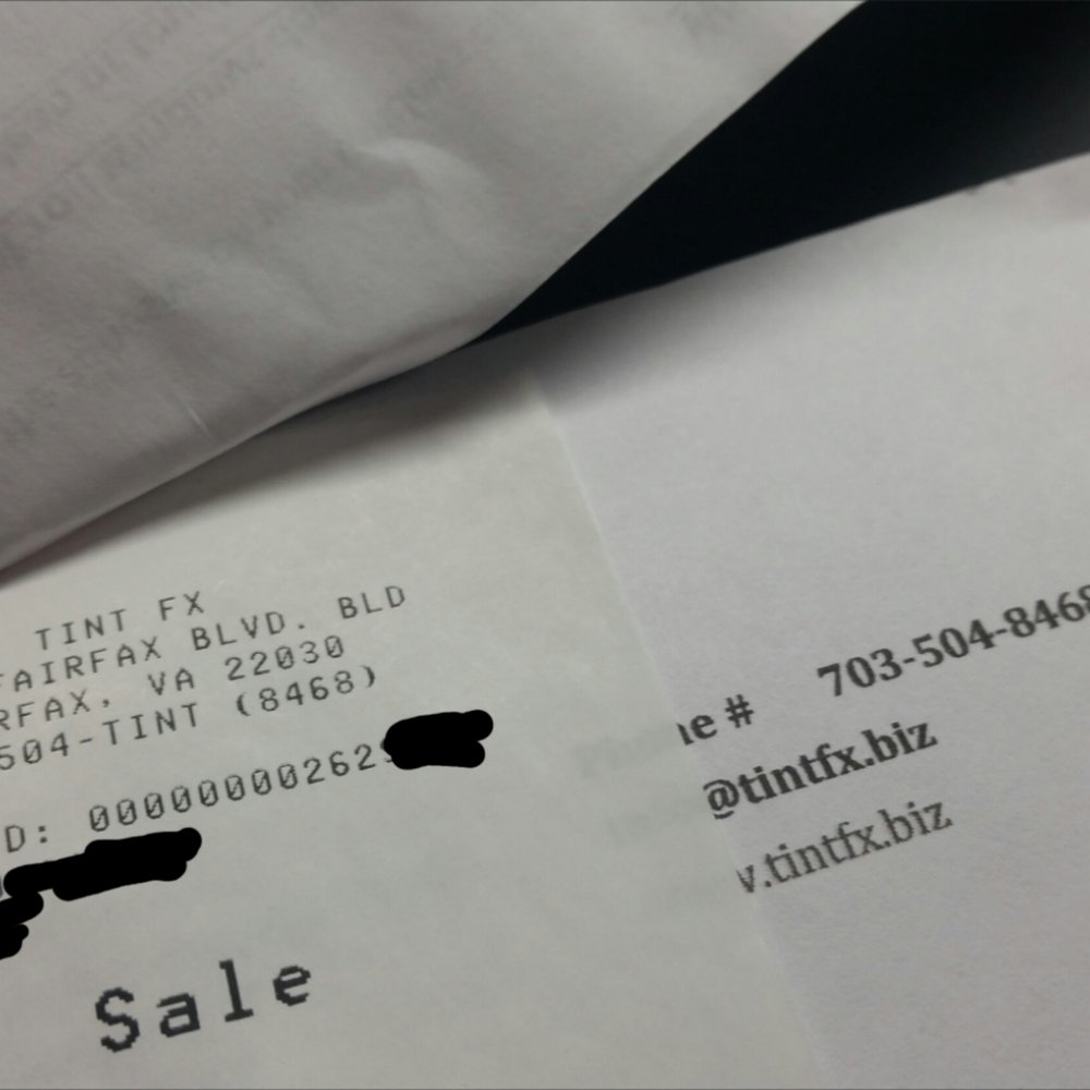 TintFX - Emily, thanks for your response. Here is my receipt from when I had my tint installed. - Car Window Tinting Near Me - Nokesville, Virginia TintFX - Emily, thanks for your response. Here is my receipt from when I had my tint installed. - Car Window Tinting Near Me - Nokesville, Virginia