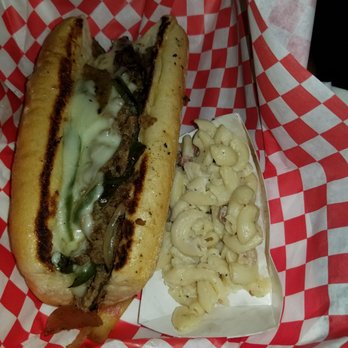 Two Chicks and A Truck - Philly with bacon ranch pasta salad. - Food Trucks Near Me