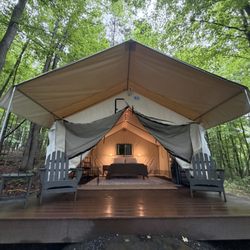 Lake Champagne Campground - In addition to RV and rustic campsites, we offer comfortable and spacious glamping accommodations