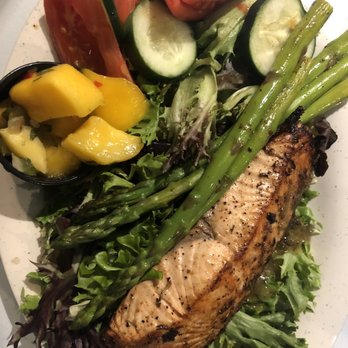 Driftaway Cafe - Jamaican Jerk Salmon Spring Salad - American Near Me - Savannah, Georgia Driftaway Cafe - Jamaican Jerk Salmon Spring Salad - American Near Me - Savannah, Georgia
