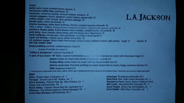 Menu photo 8 L.A. Jackson Nashville, TN