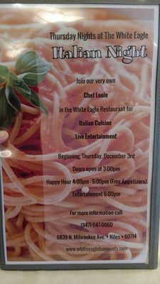 Menu photo 7 White Eagle Events & Convention Center Niles, IL