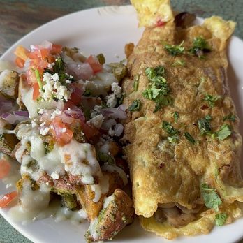 Veggie Omelette and 420 potatoes