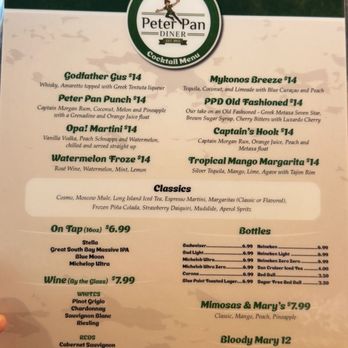 Peter Pan Diner - Cocktail menu - American Near Me - Bay Shore, New York Peter Pan Diner - Cocktail menu - American Near Me - Bay Shore, New York
