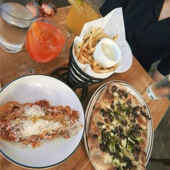 OSTE - PAPPARDELLE ALLA VACCINARA, Funghi pizza, truffle fries - Italian Near Me - Los Angeles, California