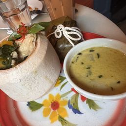 Green curry in whole coconut