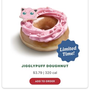 Krispy Kreme - The Pokémon Specialty doughnut, Jigglypuff. - Donuts Near Me - Brentwood, California