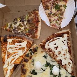 The Slice Spot - Clockwise: Chitown, New Yorker, BBQ Chicken, Garlic White, Buffalo Chicken