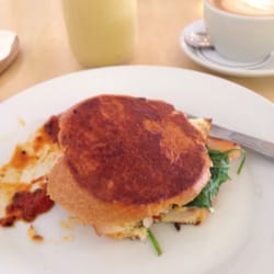 Town Mouse - Bacon bap , tropical smoothie and a flat white.