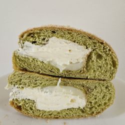 Regent Bakery & Cafe - Matcha Mochi Cream Bun - nice stretchy mochi inside