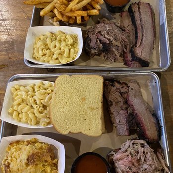 Stiles Switch BBQ & Brew - 2 Meat - Brisket & Pulled Pork with French Fries, Corn Casserole & Mac & Cheese - Barbeque Near Me - Austin, Texas