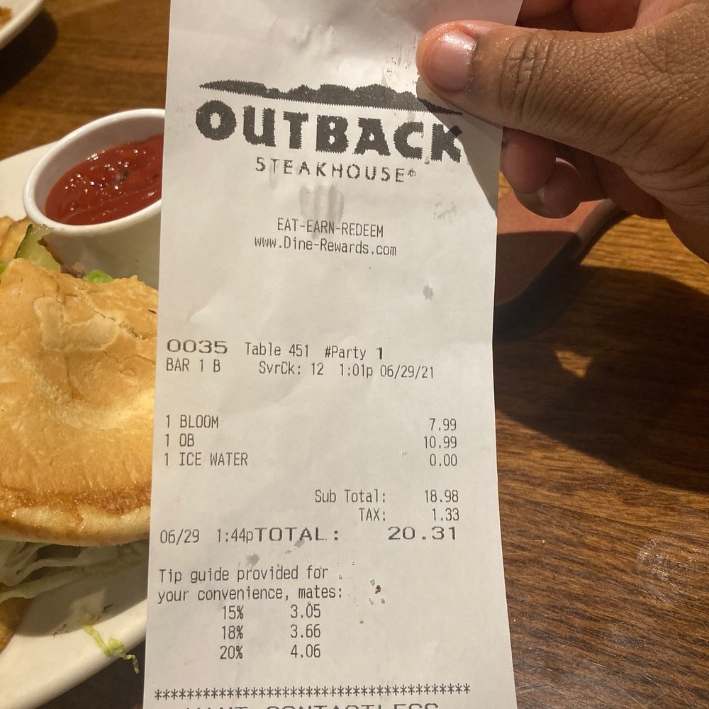Outback Steakhouse - We will take off the blooming onion charge - Steakhouses Near Me - Randolph, Massachusetts