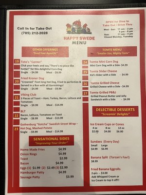 Menu photo 4 Happy Swede Restaurant Lindsborg, KS Menu photo 4 Happy Swede Restaurant Lindsborg, KS