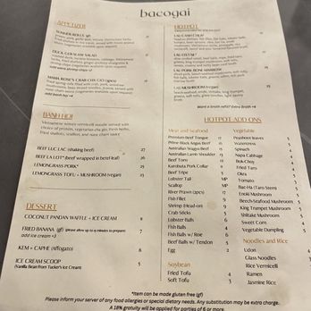Bacogai - Menu - Hot Pot Near Me - Alameda, California