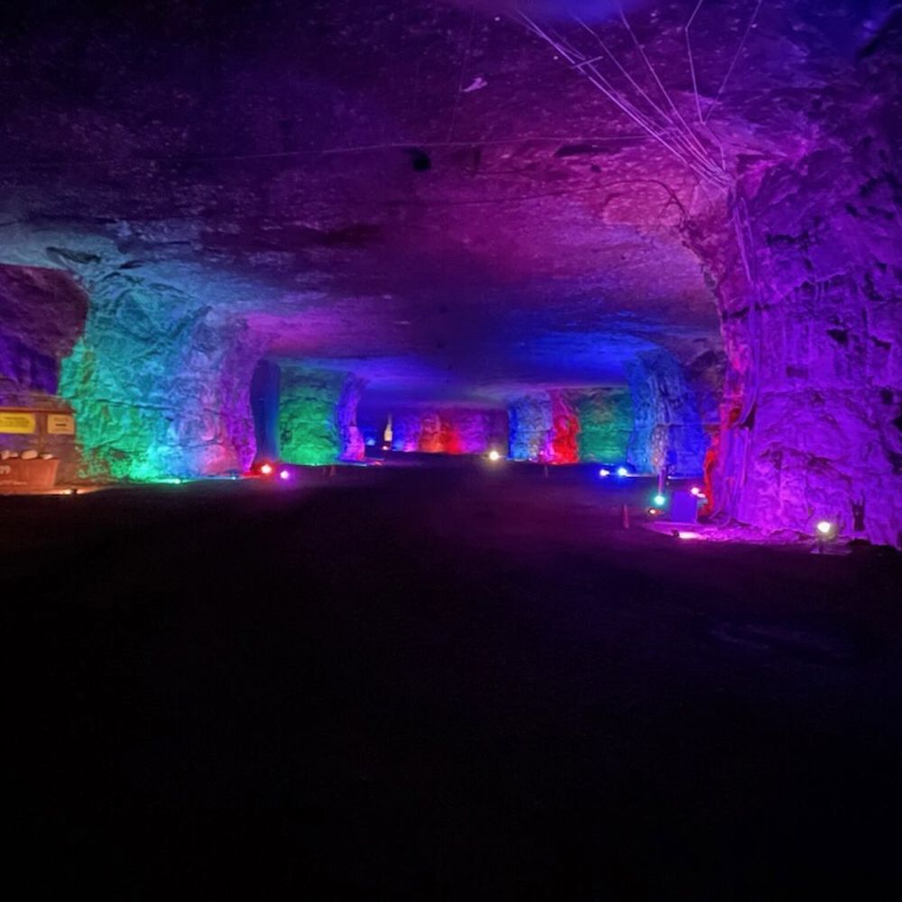 Louisville Mega Cavern - Lights inside the cavern - Tours Near Me - Louisville, Kentucky Louisville Mega Cavern - Lights inside the cavern - Tours Near Me - Louisville, Kentucky