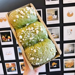 Matcha bun with red bean and mochi filling Matcha bun with red bean and mochi filling
