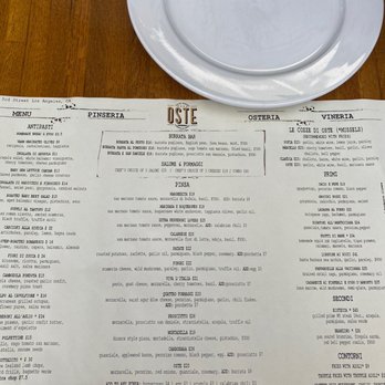 OSTE - Menu - Italian Near Me - Los Angeles, California