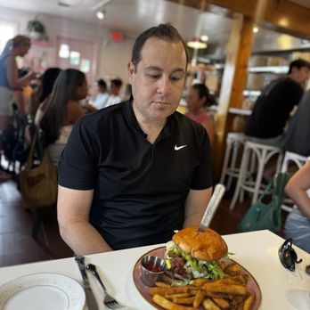The Pink Dinghy - Brunch burger with fries - Breakfast & Brunch Near Me - Virginia Beach, Virginia The Pink Dinghy - Brunch burger with fries - Breakfast & Brunch Near Me - Virginia Beach, Virginia