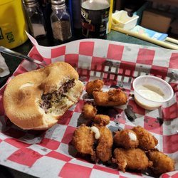 Lamplighter Lounge - Olive burger with cheese curds