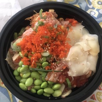 Poke Origin - Large bowl with tuna, salmon, and crab imitation. - Poke Near Me - San Francisco, California
