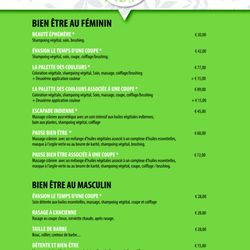 Doriath Coiffure - Tarifs